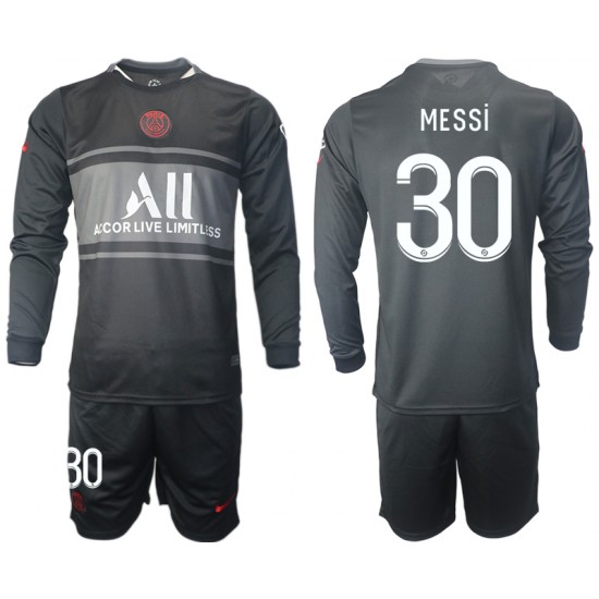 Camisola Paris Saint-Germain Lionel Messi 30 Criança Equipamento Terceiro 2021-2022 Manga Comprida